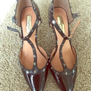 Black Halogen T Strap Pumps